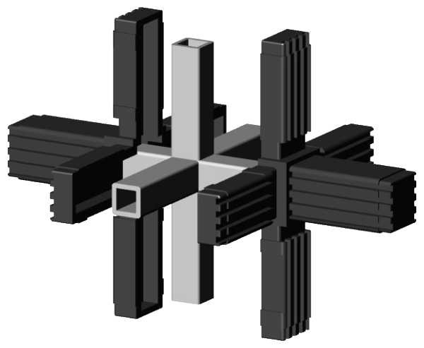 Alu-Stecksystem - Kreuz mit 2 Abgängen für Aluminium Rohr
