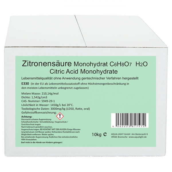 Zitronensäure Monohydrat E330 10kg in Lebensmittelqualität FCC